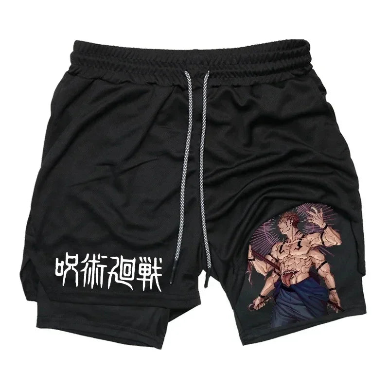 Jujutsu Kaisen 2-in-1 Compression Shorts | Anime Gym Shorts