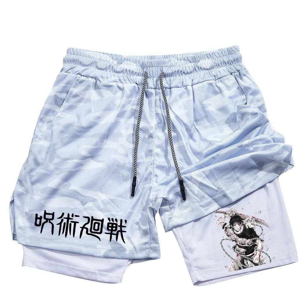Toji Printed 2-in-1 Sports Shorts | Mesh Gym Running Shorts