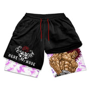 🏋️‍♂️ Baki Hanma Anime Gym Workout Shorts | Athletic 2-in-1 Compression Shorts for Men 🏃‍♂️