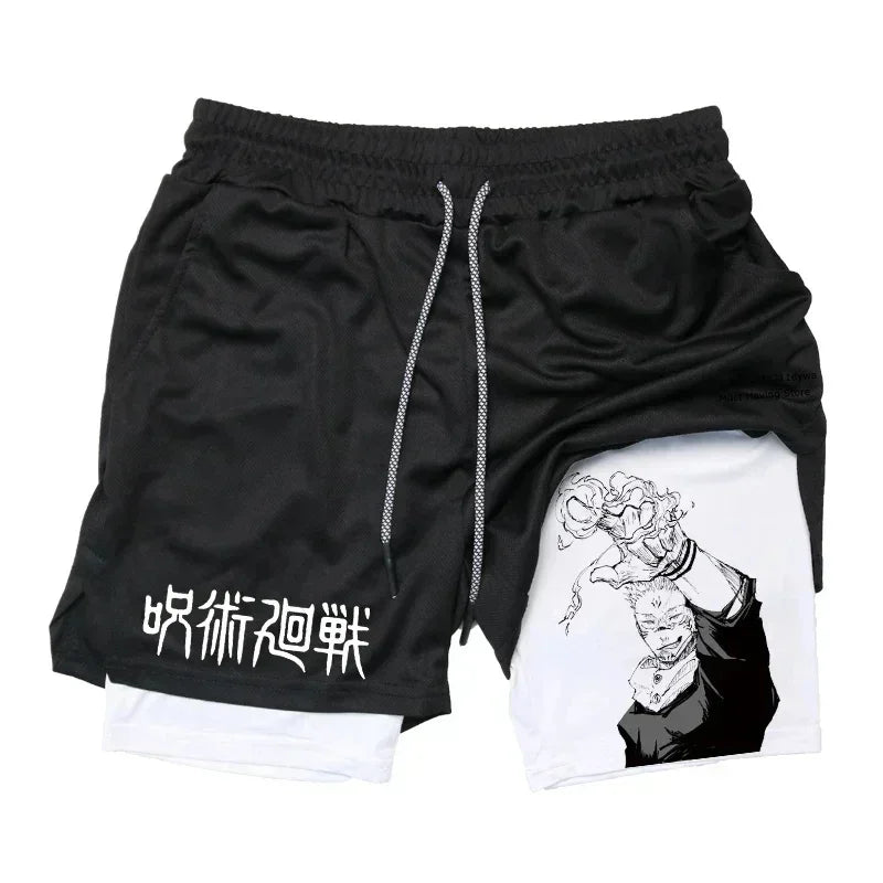 Men's Anime Compression Shorts | Quick-Dry Gym Performance