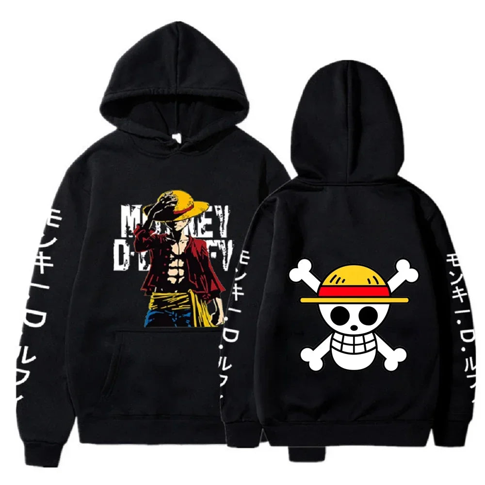 Anime Hip-Hop Fleece Hoodie | Streetwear Warm Pullover