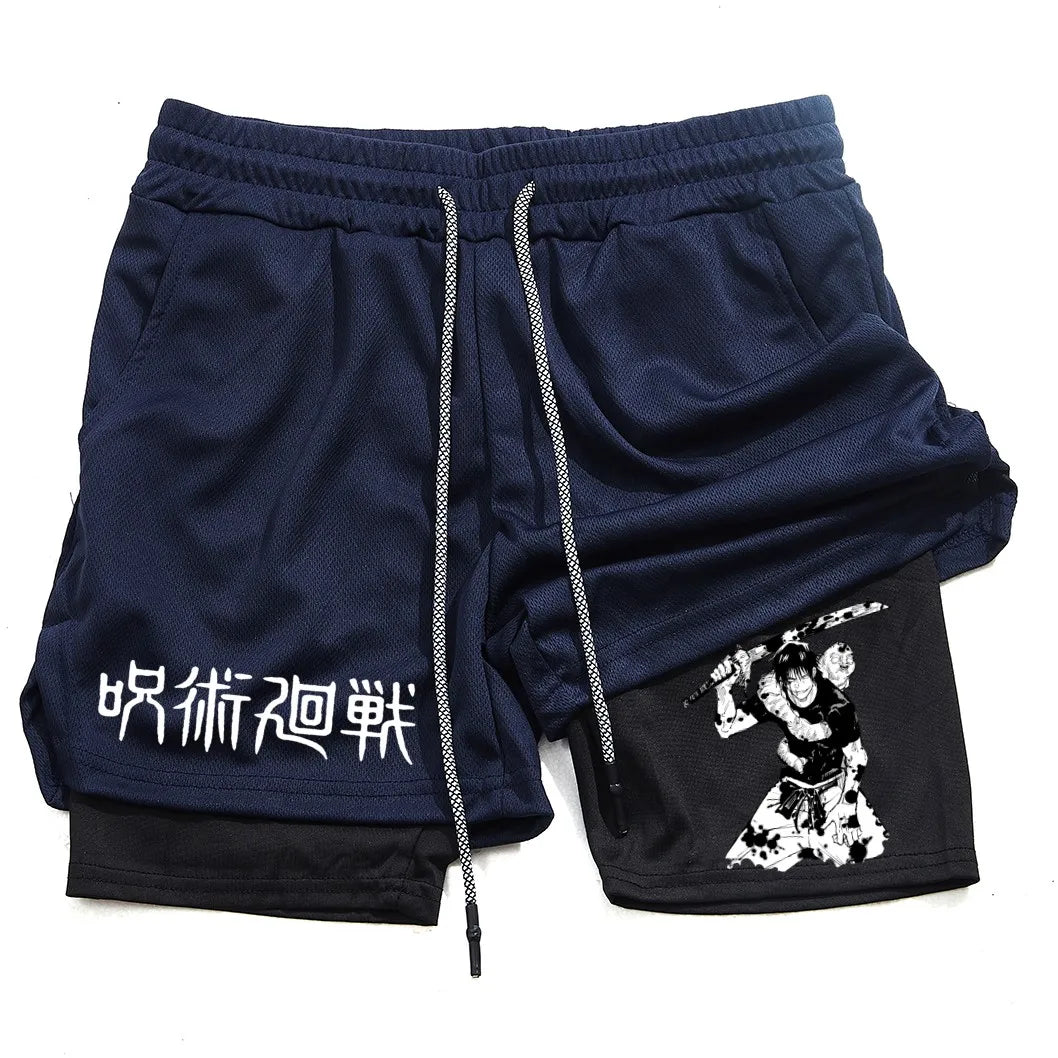 Toji Printed 2-in-1 Sports Shorts | Mesh Gym Running Shorts