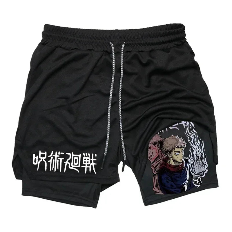 Jujutsu Kaisen 2-in-1 Compression Shorts | Anime Gym Shorts