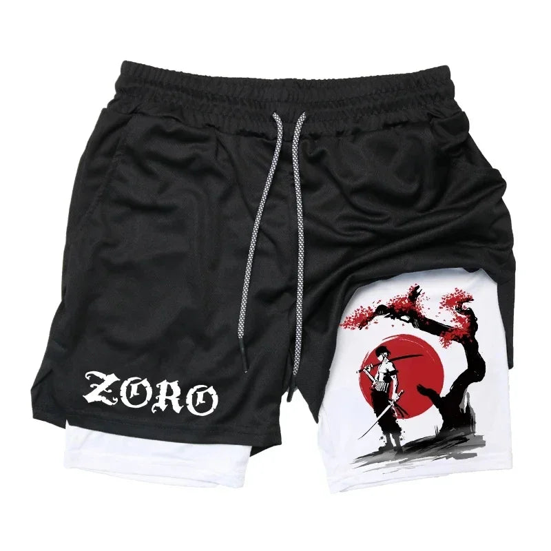 Anime 2-in-1 Stretch Compression Shorts | Quick-Dry Running