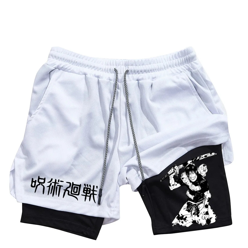 Toji Printed 2-in-1 Sports Shorts | Mesh Gym Running Shorts