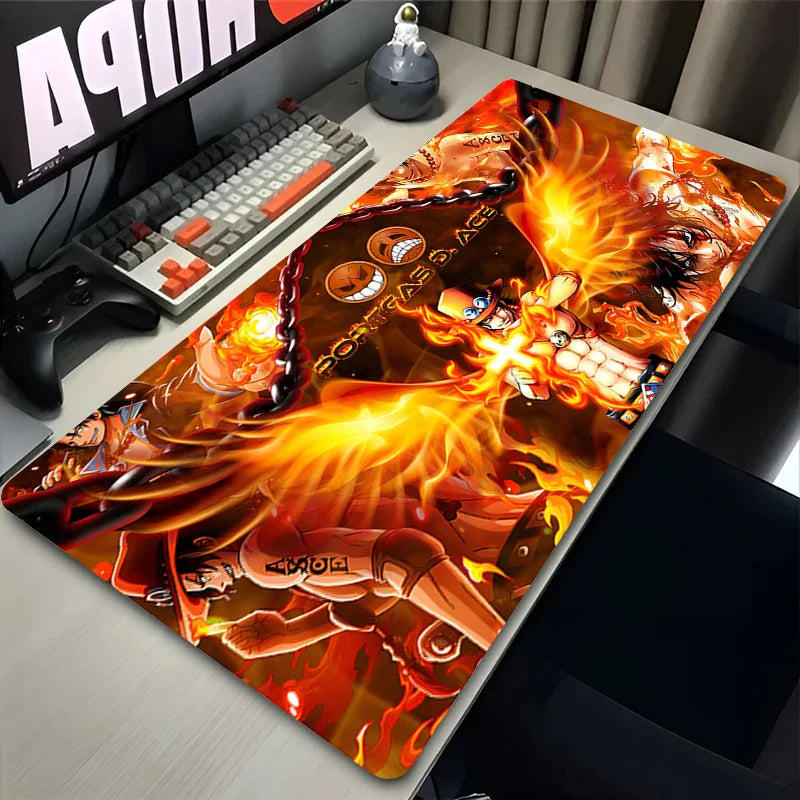 One Piece Ace Flame XXL Mouse Pad | Anime Gaming Desk Mat