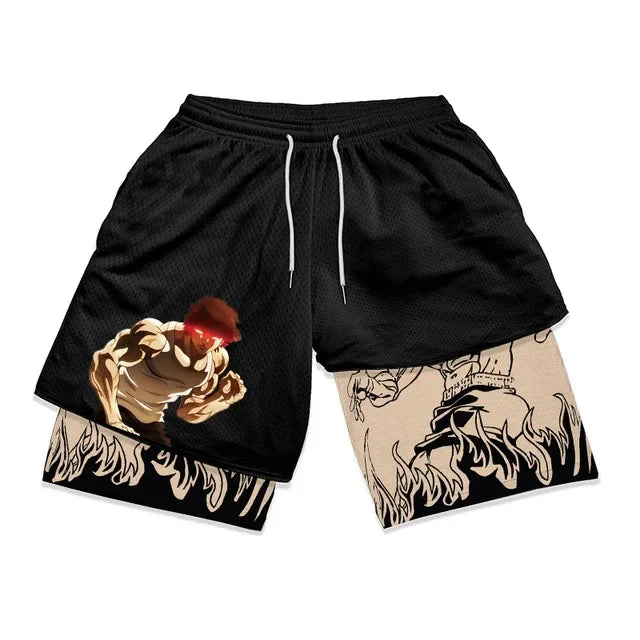 Baki Hanma Athletic 2-in-1 Gym Shorts | Anime Compression