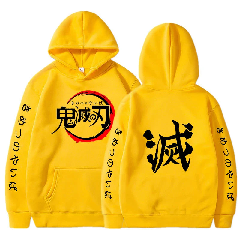 Demon Slayer Letter Graphic Hoodie | Harajuku Streetwear