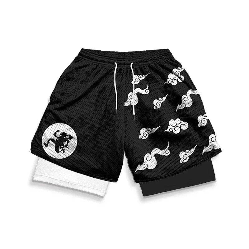 One Piece Luffy Zoro 2-in-1 Gym Shorts | Anime Sport Shorts