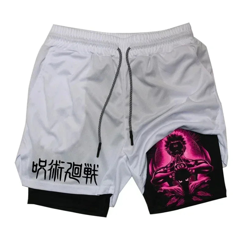 Men's Anime Compression Shorts | Quick-Dry Gym Performance