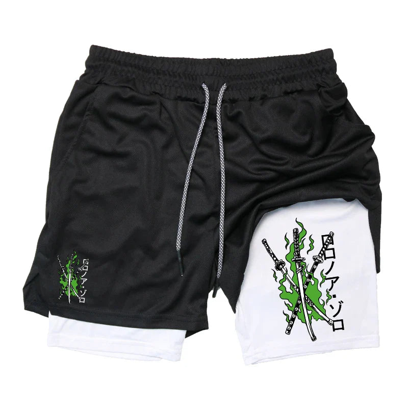 Anime 2-in-1 Running Shorts | Compression Shorts Phone Pocket