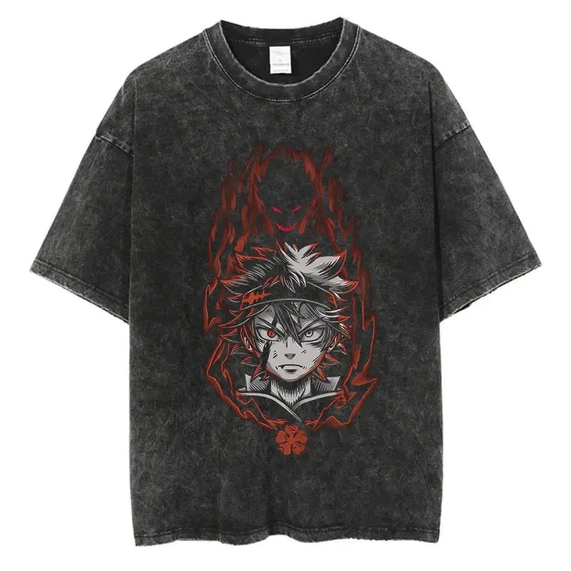 Black Clover Washed Vintage T-Shirt | Harajuku Streetwear