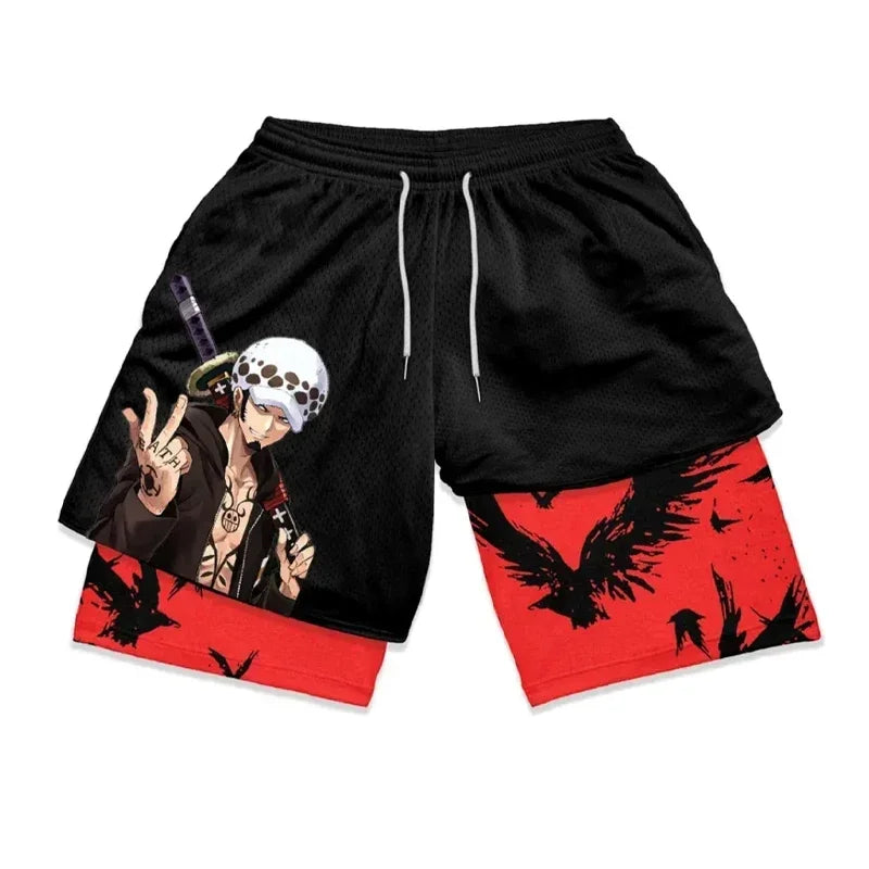 One Piece Luffy Zoro 2-in-1 Gym Shorts | Anime Sport Shorts