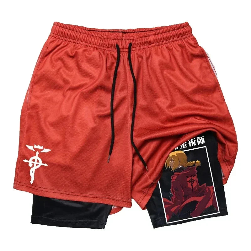 Anime 2-in-1 Stretch Compression Shorts | Quick-Dry Running